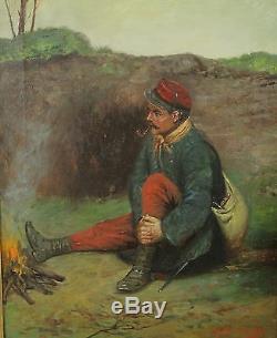 Antique WWI French Infantry Soldier, Joseph Kavanagh O/C Oil Painting, NR