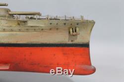 Antique WWI USS Texas Handmade Wood Battleship Ship Model, NR