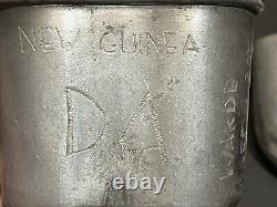 Antique WWI US Army Etched Engraved Initials New Guinea Philippines Canteen