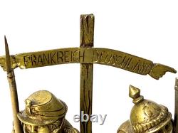 Antique WW One Bronze Memorial France & Germany Soldiers After War Sculpture