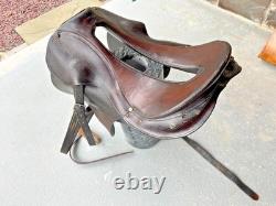 Antique World War 1 Cavalry Saddle Brown Leather with Apron/Fenders Whitman Antique World War 1 Cavalry Saddle Brown Leather with Apron/Fenders Whitman