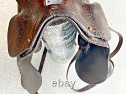 Antique World War 1 Cavalry Saddle Brown Leather with Apron/Fenders Whitman