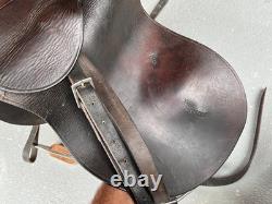 Antique World War 1 Cavalry Saddle Brown Leather with Apron/Fenders Whitman