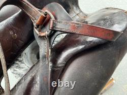 Antique World War 1 Cavalry Saddle Brown Leather with Apron/Fenders Whitman Antique World War 1 Cavalry Saddle Brown Leather with Apron/Fenders Whitman