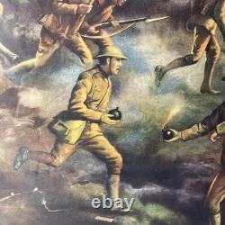 Antique World War 1 Framed Artwork OVER THE TOP U. S. A Renesch 17x13