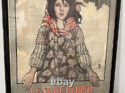 Antique World War I Lithograph Poster Lest We Perish Ethel Franklin Betts Bains