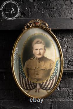 Antique World War One Convex Glass Solider Portrait