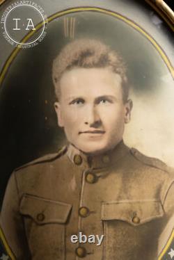 Antique World War One Convex Glass Solider Portrait