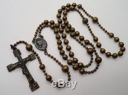 Authentic Antique Soldier's Military Issued WW1 Brass Pull Chain Rosary