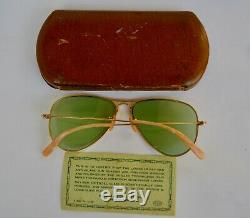 B&L RAY BAN USA SUNGLASSES WWI 12K GF aviator ANTY-GLARE RB3 lenses Excellent 52