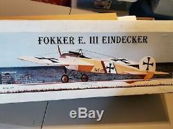 Balsa USA Fokker E. III Eindecker WWI Plane Airplane Model RC Kit 80 Wingspan