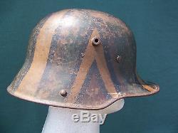 Beautiful German WWI M1917 Stahlhelm Camo Helmet Complete with Intact Liner