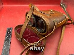 British Army Officers 1916 Dated Binoculars in Leather Case. Named. WD Marked