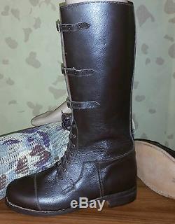 British Officers Long Ww1 Brown Leather Boots Reproduction Pair