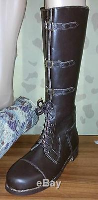 British Officers Long Ww1 Brown Leather Boots Reproduction Pair