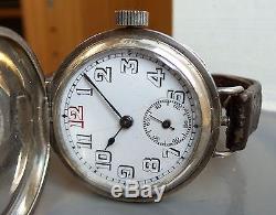 C1915 WW1 MILITARY OFFICERS STERLING SILVER 15J 2 ADJs. ANTIQUE TRENCH WATCH