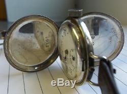 C1915 WW1 MILITARY OFFICERS STERLING SILVER 15J 2 ADJs. ANTIQUE TRENCH WATCH