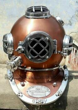 Copper Antique Scuba Diving Helmet US Boston Navy Mark V Deep Sea Marine Divers