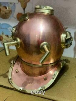 Copper Antique Scuba Diving Helmet US Navy Mark V Deep Sea Maritime Divers Xmas