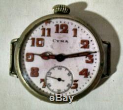 Cyma WWI Military Trench Wrist Watch Converted Pocket Watch 1918