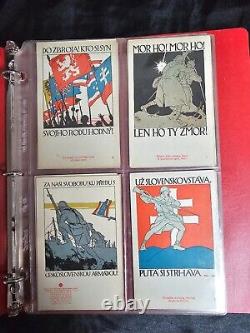 Czechoslovakia World War One WWI Postcard Collection Lot of 14 in Book