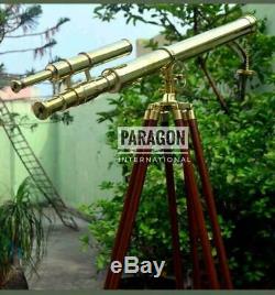 Double Barrel Brass Telescope Vintage Decor Reproduced US Navy Marine Long View