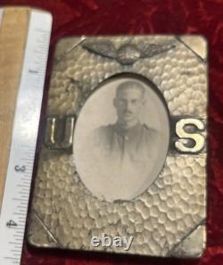 EARLY 1917 WWI U. S. ARMY AIR SERVICE PILOT WINGS Metal Photo Frame Photo WW1