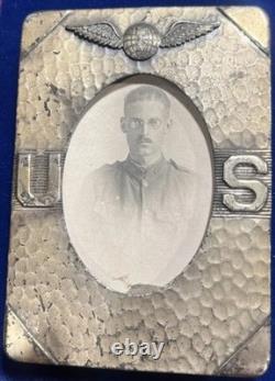 EARLY 1917 WWI U. S. ARMY AIR SERVICE PILOT WINGS Metal Photo Frame Photo WW1
