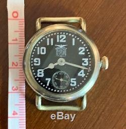 ELGIN WW1 Military Trench-watch, Elgin USA Black Star Enamel Dial, 32mm case