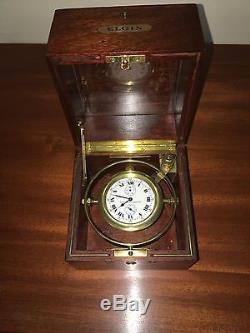 Elgin Ship's Chronometer in Gimbaled Mahogany Box, WWI very rare