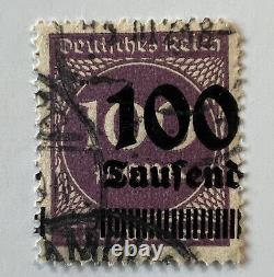 Error 1923 100t Germany Stamp #253 Ovpt Significantly Shifted To Right