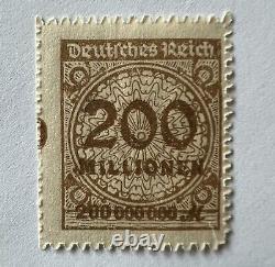 Error 1923 Germany 200m Stamp Inflation Misperf With Plate Number Shown