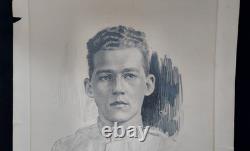 Exquisite WWI Pencil Drawing Of Soldier Artist Signed Ned Steel
