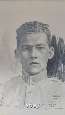 Exquisite WWI Pencil Drawing Of Soldier Artist Signed Ned Steel
