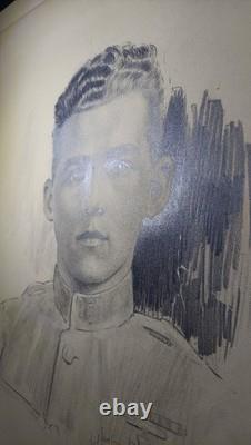 Exquisite WWI Pencil Drawing Of Soldier Artist Signed Ned Steel