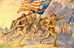 F C Yohn / 1917 U S Marines First To Fight Original Wwi Poster Linen-backed