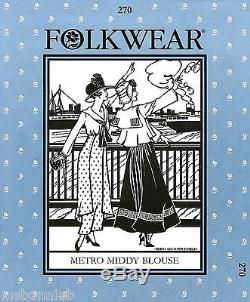 Folkwear Metro Middy Blouse Retro WWI era Easy Sewing Pattern 270 size XS-3XL