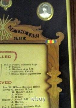 Framed World War One British Military Memorial Piece Scottish Regts Edinburgh