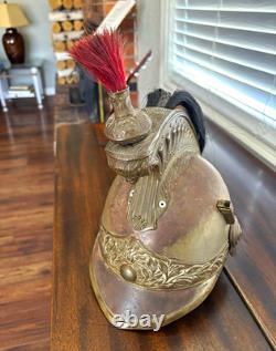 French Pre-WW1 Dragoon Parade Metal Helmet with Horsehair Plume withStamped reg#