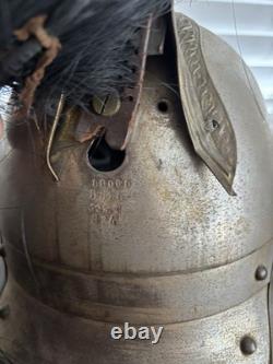 French Pre-WW1 Dragoon Parade Metal Helmet with Horsehair Plume withStamped reg#