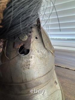 French Pre-WW1 Dragoon Parade Metal Helmet with Horsehair Plume withStamped reg#