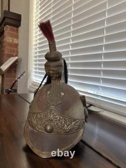 French Pre-WW1 Dragoon Parade Metal Helmet with Horsehair Plume withStamped reg#