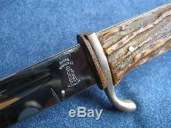 GERMAN WW1 STAG HANDLE VERTICALY MARK BAYONET WITH WITH DENTS FREE SCABBARD