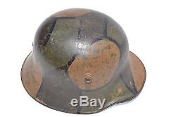 German Wwi Camo Combat Helmet Absolutely Untouched And 100% Complete Camouflage