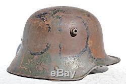 German Wwi Camo Combat Helmet M 16 Painted Camouflage Original Liner Ww1 Et 62