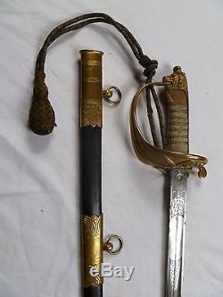 GOOD CLEAN BRITISH 1827 NAVAL OFFICER'S SWORD saber NAVY no dagger dirk WWI ERA