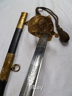 GOOD CLEAN BRITISH 1827 NAVAL OFFICER'S SWORD saber NAVY no dagger dirk WWI ERA