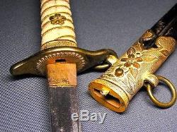 GOOD WW1-WW2 Japanese Imperial Navy Antique Gunto Sword in SAKURA Koshirae C214