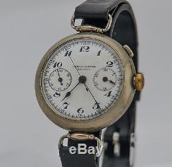 Gallet Movement WW1 Trench Watch Mono Pusher Single Button Tavannes Chronograph