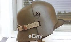 German Austrian Helmet With Brow Plate Stirnpanzer Complet Rare Ww1